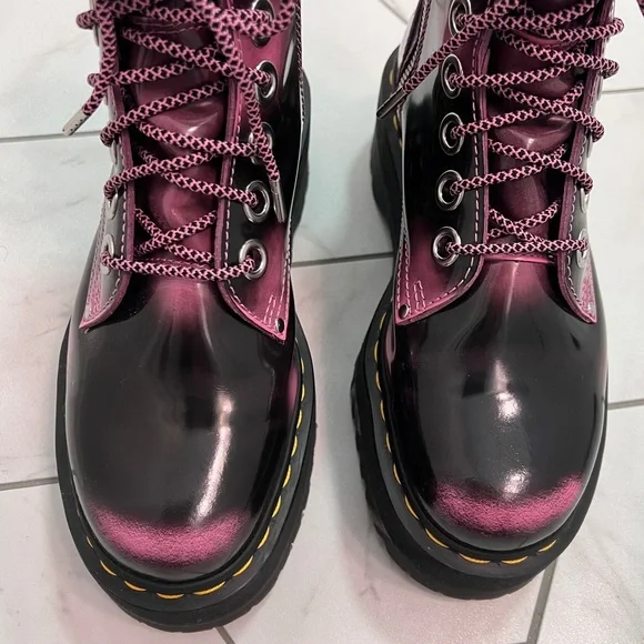 Dr. Martens Jadon Max Distressed Leather Platform Boots in Fondant